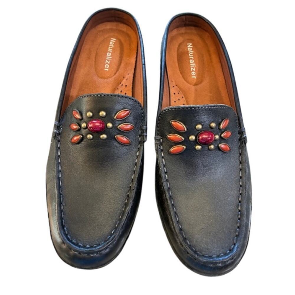 Naturalizer Black Studded‎ Mules Size 6 Leather